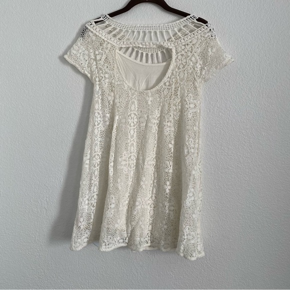 Free People Women's Size XS White Holy Mountain Crochet Mini Dress - Picture 4 of 5